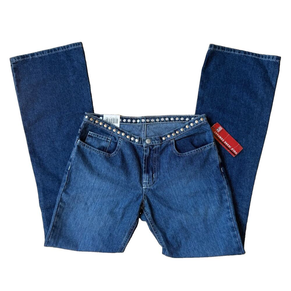 Vintage Y2K Polo Jeans Co Ralph Lauren Studded Bootcut Jeans Indie Sleaze Sz 5/6